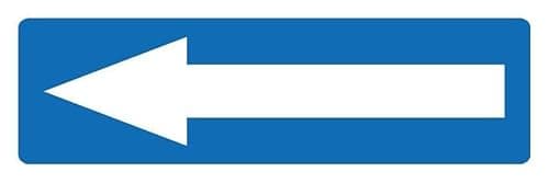 Image of Left arrow blue background white arrow - 1mm flexible Plastic sign (300mm x 100mm)