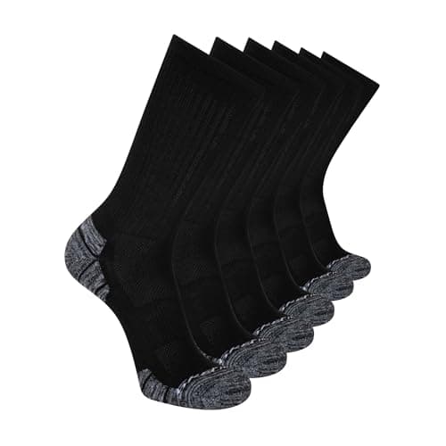 Image of Skechers Men's 6 Pack Crew Socks, Black/White, 10-13