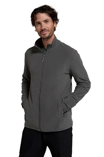Image of Mountain Warehouse Camber Mens Fleece Full-Zip Jacket - Lightweight & Quick Dry Microfleece Sweatshirt, Casual Wear - Winter Camping, Outdoors, Travelling & Hiking Dark Grey XXS