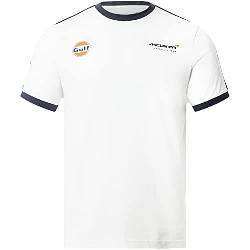 Image of McLaren Formula One Team - Official Special Edition Gulf Ringer Taper T-Shirt - Snow White - Adult - TM3408 (XL)