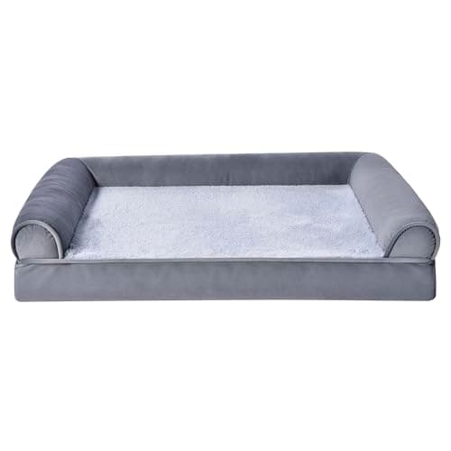 Image of Amazon Basics Foam Living Room Couch Dog Pet Bed with Removable Cover, Grey, 76 x 51 x 16 cm (L x W x H)