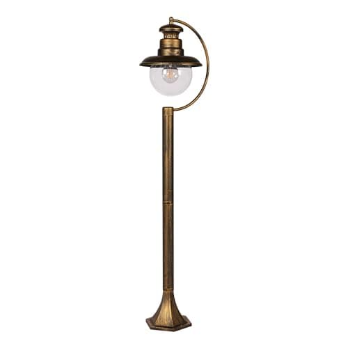 Image of TEKLED Gardens Artu Outdoor Pathway Bollard Lawn Light | E27 Compatible Golden Black Post Light | Weatherproof Assurance IP44 | for Garden Trails Driveways Pathways Patios |1 Light (Bulb not Included)