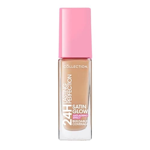 Image of Collection Cosmetics Lasting Perfection Satin Foundation, Full Coverage, Anti-Ageing Effect, 24 Hour Wear, Contains Hyaluronic Acid, 27ml, Biscuit Warm