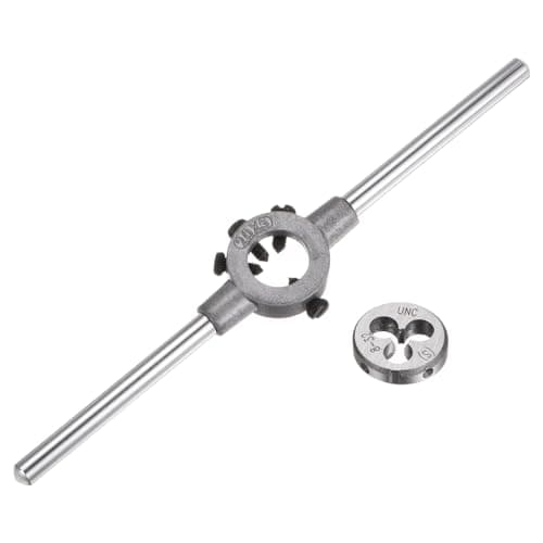 Image of sourcing map Die Stock Handle Wrench Set, 8-32 UNC Round Die and 20mm Die Holder (Fits 1/8"-5/32" (UNC/UNF) / Metric M3-M4 / 20mm OD Dies) for Bolt Thread Repair