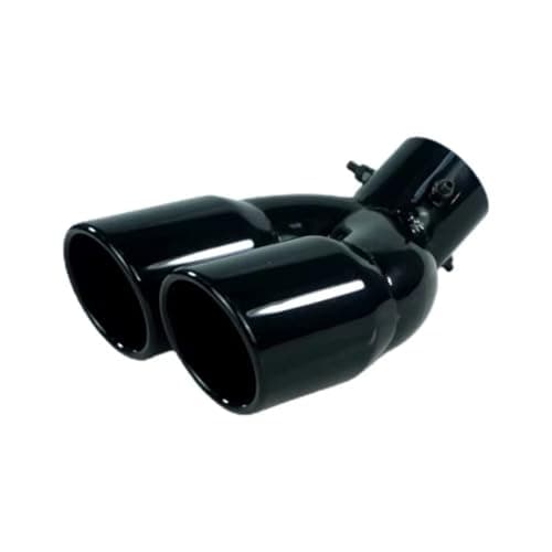 Image of Car Exhaust Pipes Universal 63mm Car Inlet Double-Barrel Rear Exhaust Tip Tail Pipe Muffler Black Titanium Outlet Stainless Steel(Black W)