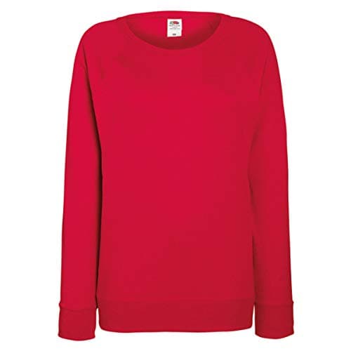 Image of FRUIT OF THE LOOM Women's Raglan Lightweight Sweater, Red, S UK
