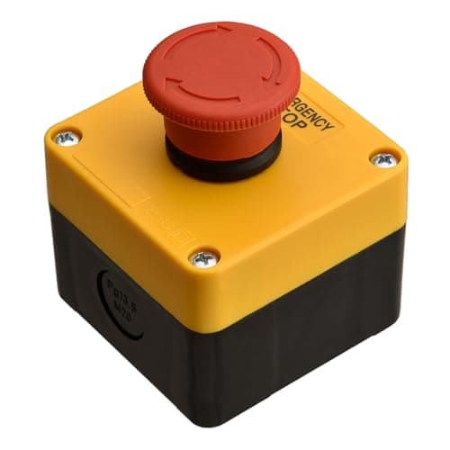 Image of Heschen Red Emergency Stop Push Button Switch Station with Protective Box Enclosure, 660V 10A 2 NC Normally Closed, Latching Turn to Reset E-Stop Kill Switch, IP65