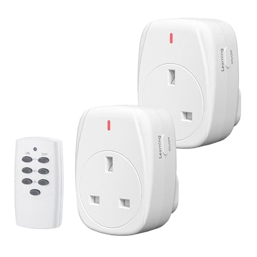 Image of HBN Remote Control Plug Sockets UK,Wireless Remote-Light Switch with 30m Operating Range ,13A/3120W Remotes Socket Outlets for Christmas Light,Lamp