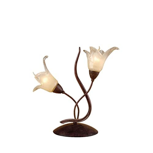 Image of DIYAS Table Lamp Florida 2 Bulbs E14, Brown/Black Oxidized