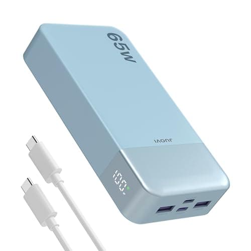 Image of JUOVI Power Bank 65W 20000mAh Laptop Portable Charger, PD QC Fast Charging with 4 USB Ports, External Battery Pack for MacBook iPad Tablet Phone Steam Deck and More (Blue)