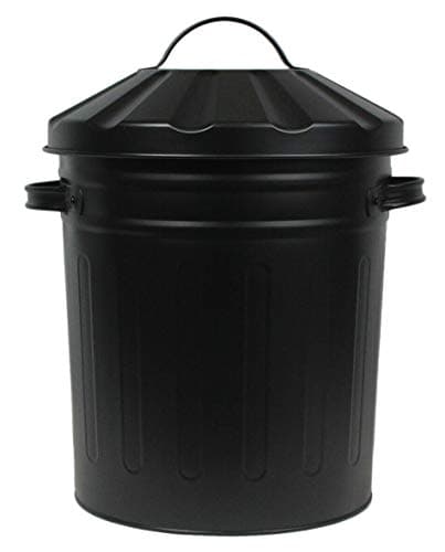 Image of Easy Shopping Small 15 Litre 15L Round Shape Several Colour Metal Bin Recycle Rubbish Waste Dustbin Bin with Lid (Black)