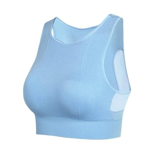Image of Generisch Product Category Yogab Bra Elegant Sports Bra with Mesh Material Beauty Back Design Double Walled Ideal for Fitness Yoga Running - Sports Underwear for Women, blue, XL