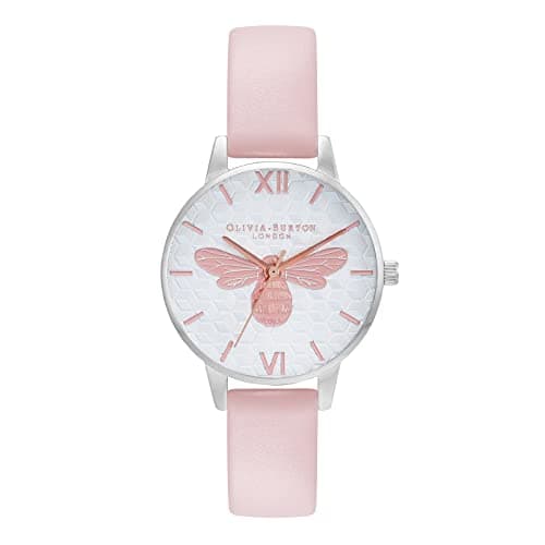 Image of Olivia Burton Honey Bee Ladies Leather Watch Pale Rose Gold, Sunray & Bee Silver, Honey Bee