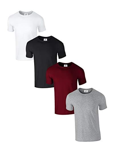 Image of Pack of 4 Premium Crew Neck T-Shirt Plain Regular Fit Short Sleeve 100% Cotton 180gsm XS Multi