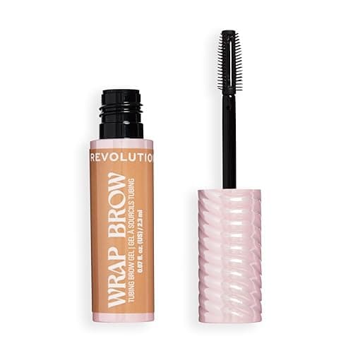 Image of Revolution Wrap Brow, Tubing Brow Gel, Shape & Sculpt, Lightweight Tint for Defined 3D Volume, Water-Resistant, Cool Medium Brown, 2.3ml