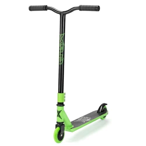 Image of Xootz Shred 2.0 Stunt Scooter - Adult & Kids Kick Scooter, Lightweight 360° Stunts, Beginner to Intermediate, Steel T-Bar & Grip Tape Deck, Ages 5+, Multiple Designs, Green