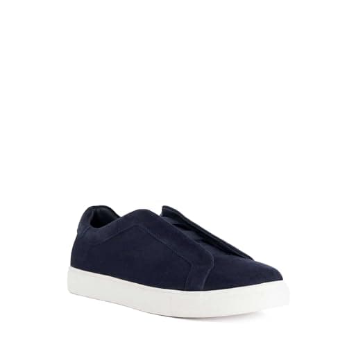 Image of Dune London Mens TYLERS Lace-Less Trainers Size UK 8 Suede Navy