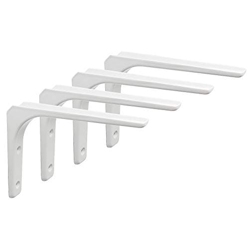 Image of Sayayo Shelf Bracket Corner Brace Angle Bracket Shelf Support Wall Hanging 200mm*150mm, Metal Bright White Finished, 4 Pcs, EJR200W-4P