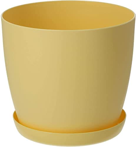 Image of B2C Flower Pots 6 Colours 8 sizes Matt Plastic Plant Pots Planter + Saucer Tray Deco (Yellow Matt, 16 cm)