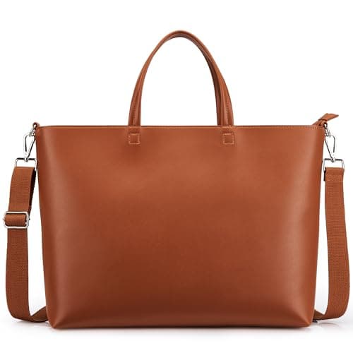 Image of KALIDI Tote Bag Zipper Shoulder Bag Faux Leather Purses Satchel for Women Casual Handbag Work Dating College, Upgraded Brown Orange, M