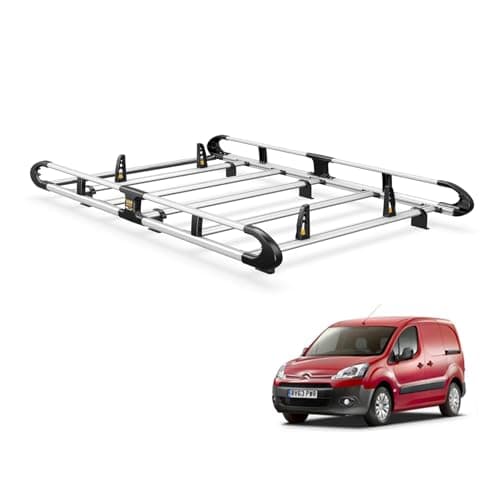 Image of Van Guard ULTI Rack+ Aluminium Bar Heavy-Duty Van Roof Rack for Citroen Berlingo (08-18) [L1] - Includes Full-Width Rear Roller and 2 Pairs Load Stops