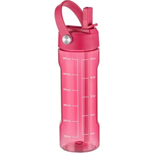 Image of GOPPUS 600ml/20oz Clear Water Bottle with Straw Tritan Leakproof Drinking Bottle with Wide Mouth BPA-Free Sport Bottles with Handle Toxin Free Bottles with Measure Gym Cup for Men Women Teen