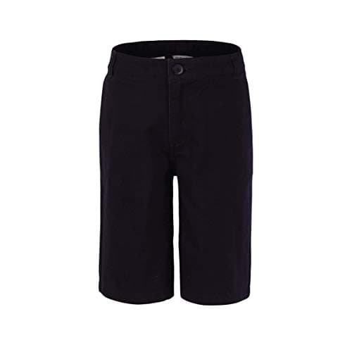 Image of Bienzoe Boys School Uniform Shorts: Kids Cotton Lightweight Twill Bermuda Black Size 8