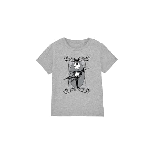 Image of The Nightmare Before Christmas Boys Jack Skellington Frame Unisex Kids T-Shirt, Athletic Heather, 9-10 Years UK