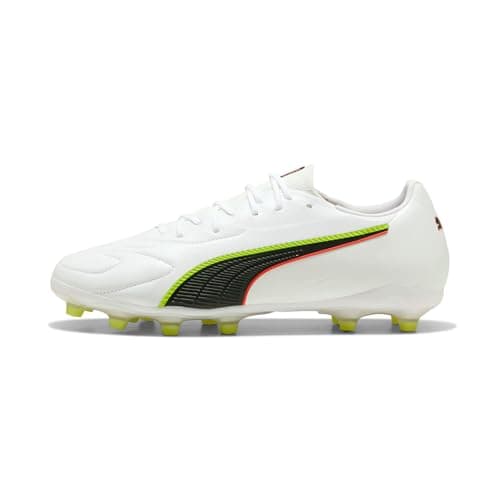 Image of PUMA Unisex King 20 Match Firm Ground/Artifical Ground Football Boots, PUMA White-Glowing Red-Yellow Alert, 8.5 UK
