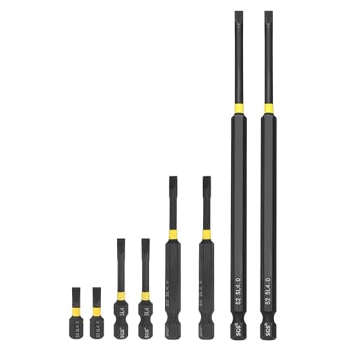 Image of sourcing map 8Pcs SL4 Slotted Impact Screwdriver Bits 4mm Slotted Tip 1/4" Hex Shank 25mm-150mm(1"-6") Long Magnetic Flat Head Screw Driver Drill Bit Phosphated S2 Steel for Electric Power Tool