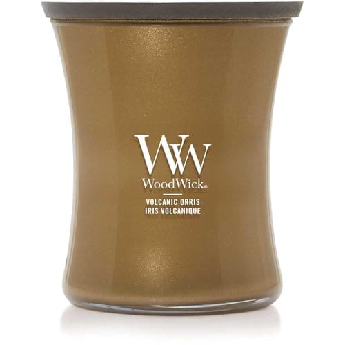 Image of WoodWick Scented Candle with Crackling Wick | Volcanic Orris Medium Hourglass Candle | Long Burning Candles: Up to 60 Hours | Perfect Gifts for Women