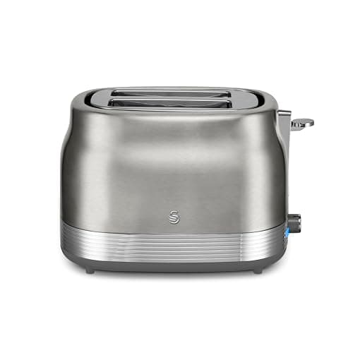 Image of Swan ST19028SS Retro 2 Slice Toaster with 6 Browning Levels for Toast, Bagels, Breakfast Muffins, Defrost/Reheat/Cancel, Hidden Cord Storage, Non-Slip Feet, 930W, Stainless Steel