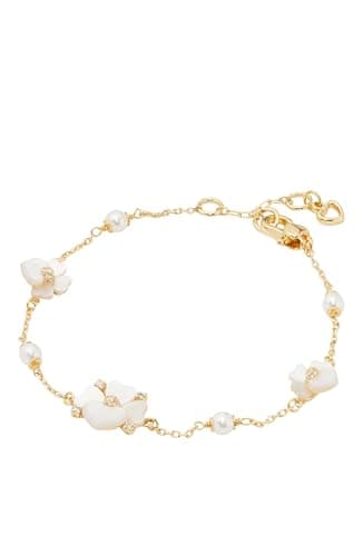 Image of Kate Spade New York Precious Pansy Scatter Bracelet White Multi/Gold One Size, One Size