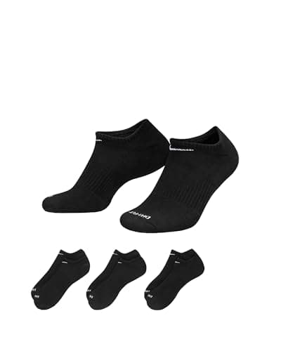 Image of NIKE Everyday Plus Cushion No-Show Socks 3-Pack (Black/White, Large)