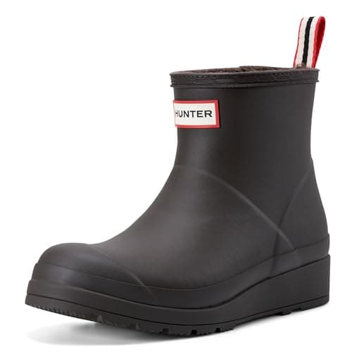 Image of Hunter womens Play Insulated Short Rain Boots, Dark Brown, 9 UK