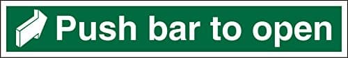 Image of Seco Push Bar to Open - Arrow Pointing Right Sign, 600mm x 100mm - Self Adhesive Vinyl