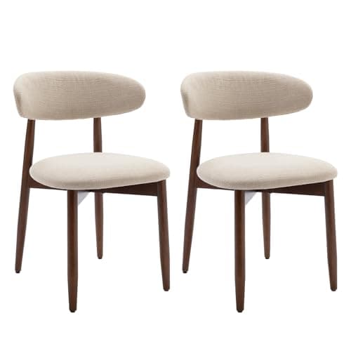 Image of COLAMY Modern Dining Chairs Set with Wooden Legs – Upholstered Fabric Dining Room Chairs with Curved Backrest, Soft Cushion Seat, and Sturdy Rubberwood Frame for Kitchen, Living Room, or Café