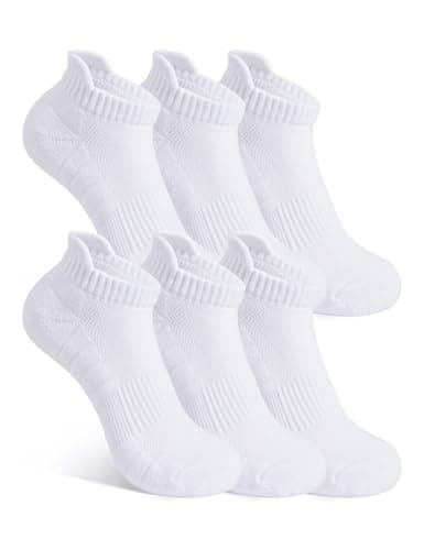Image of JOCMIC 6 Pairs Boys Athletic Ankle Socks, Cushioned Arch Support Breathable Kids Sports Socks, Anti Blister White School PE Running Socks for Boys White, 7-10 Years