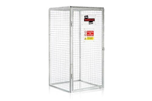 Image of The WORKPLACE Depot Gas Bottle Storage Cage, Collapsible Steel Enclosure, Galvanised or Black Powder-Coated for Workshop & Construction Site Storage (Galvanised, 1830(H) x 900(W) x 950(D) mm)