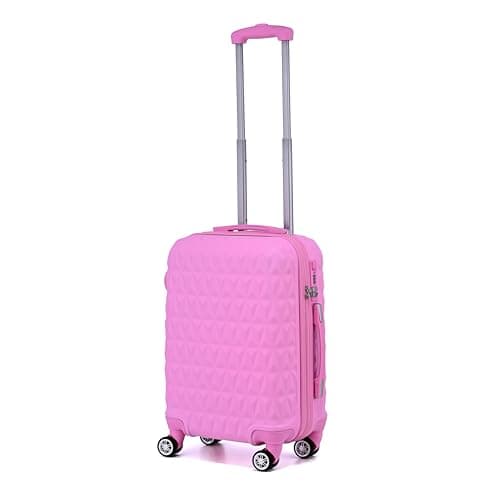 Image of Hard Shell Cabin Carry On Suitcase 55 cm 2.5 kg 35 litres 4 Wheels with Built in 3 Digit Combination Lock, Approved for Ryanair, easyJet, British Airways & More (Rose Pink)