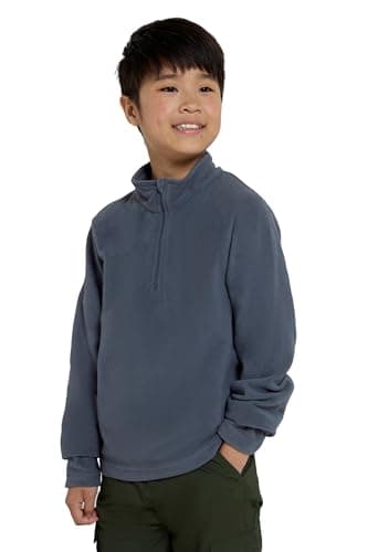 Image of Mountain Warehouse Camber II Kids Half-Zip Fleece - Lightweight & Breathable Microfleece Sweatshirt For Boys & Girls - For Spring Summer, Outdoors & Travelling Grey Kids Size 7-8 Years