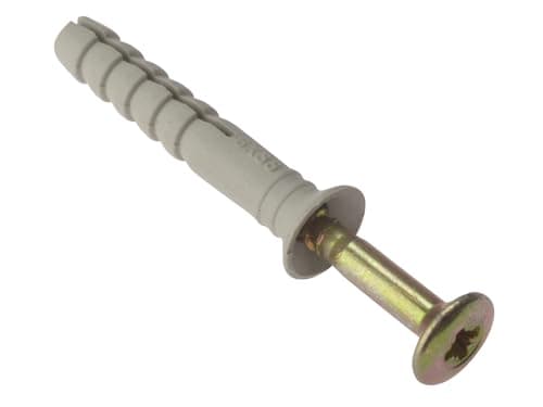Image of Forgefix Hammer Fixing & Plug M5 x 50mm Bag 10, Widely Used for Batten, Window and Door Frame Fixing. Quick and Easy to use - Ideal for repetitive installations.
