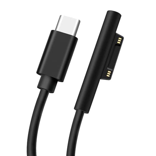 Image of AIYEEN USB-C Male to Surface Magnetic Charging Cable, Supports PD up to 45W (15V/3A) Fast Charging, Compatible with Microsoft Surface Pro 7/6/5/4/3 Go/Book Surface Laptop 4/3/2, 1m/3.28ft