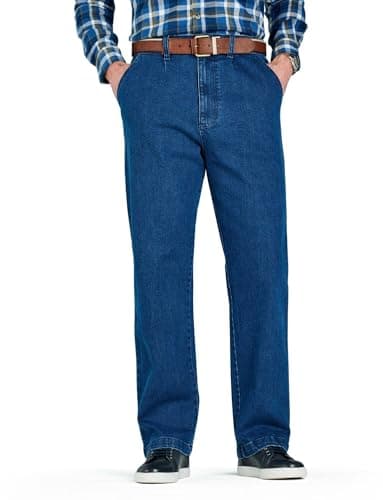 Image of Chums Men's HIGH-Rise Denim Elasticated Stretch Cotton Jean Blue 52W / 29L