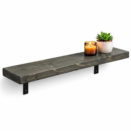 Image of MKGT Radiator Shelf Solid Wood with Brackets | Rustic Wood Above Radiator | Radiator Cover Shelf for Hallway & Living Room – UK Handmade (Driftwood, 100 cm)