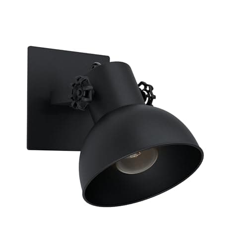 Image of Eglo Indoor wall Light Barnstaple 1, lamp in Vintage, Industrial and Retro Design, Living Room and Hallway Lighting Fixture Made of Black Steel, Spotlight with E27 Socket
