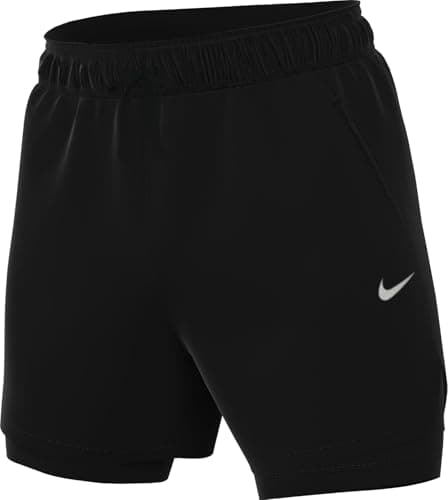 Image of NIKE Stride Running Division Men's Dri-Fit Water Resistant Running Shorts with 2-in-1 Design (Approx. 12.5 cm), Black/Reflective Silv, FZ1135-010, XL