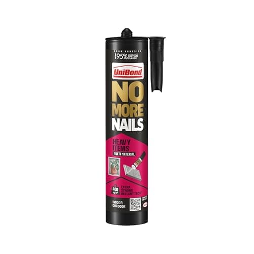 Image of UniBond No More Nails All Materials Heavy Objects White Grab Adhesive, Extra Strong Construction Glue for Wood, Brick, Metal, Ceramic & Concrete, Indoor & Outdoor Use, 280 ml Cartridge