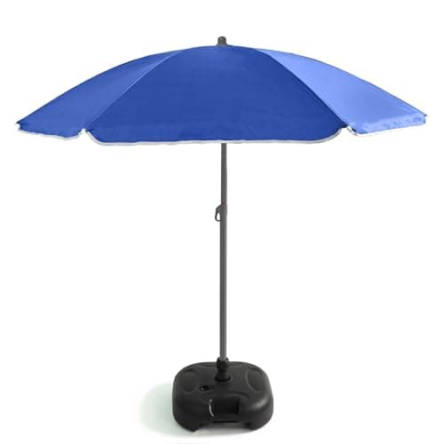 Image of Out There! 2.4m Garden Parasol with Base Umbrella Sun Shade with Adjustable Height Tilt Function and UPF40+ Protection (Blue)