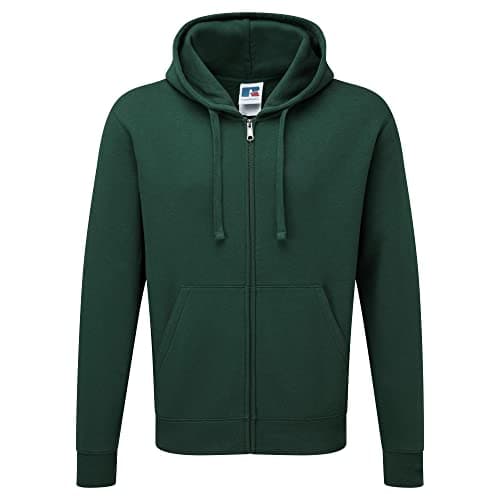 Image of Russell Mens Authentic Full Zip Hooded Sweatshirt / Hoodie (L) (Bottle Green)